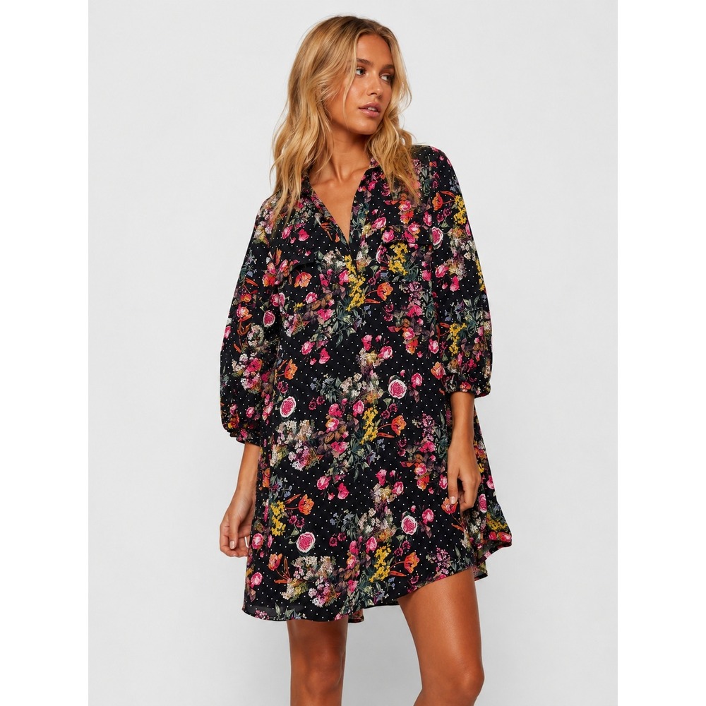 Torrid Mini Studio Refined Woven Shirt Dress Trance Floral Black 3 3X 22 24 NEW
